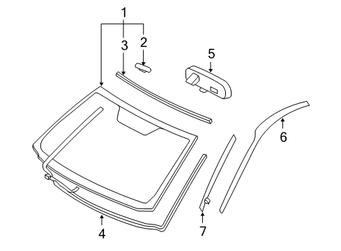 2006 Toyota RAV4 Windshield Glass, Reveal Moldings Reveal Molding Diagram for 75543-42010