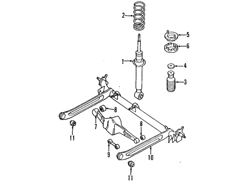 2001 Nissan Maxima Rear Axle, Suspension Components ABSORBER Kit-Shock, Rear Diagram for 56210-3Y028