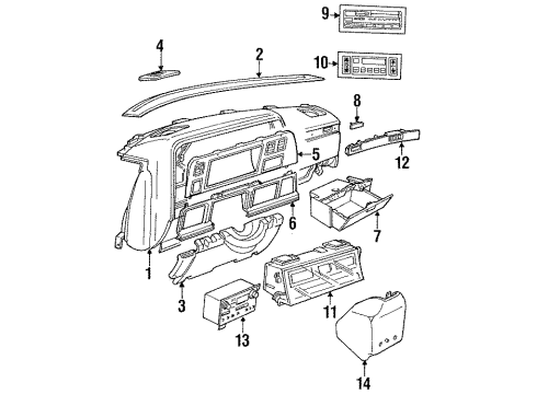 1993 Chrysler New Yorker Instrument Panel, Instrument Gauges, Sound System Cylinder Pkg Glove Box BRI Diagram for 4723575