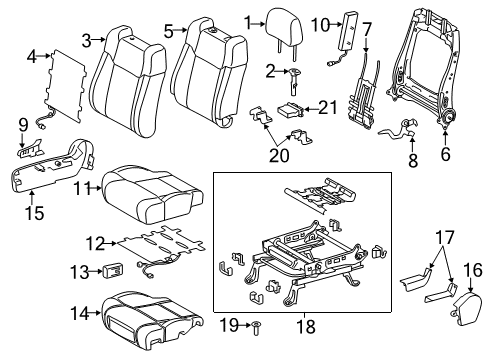 2017 Toyota Tundra Passenger Seat Components Seat Cushion Pad Diagram for 71511-0C331