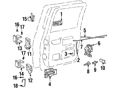 1994 Chevrolet K3500 Front Door Rod-Rear Side Door Inside Handle Diagram for 15643728