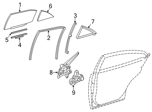 2017 Lexus ES300h Rear Door WEATHERSTRIP, Rear Door Diagram for 68189-33070