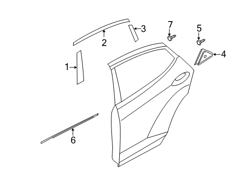 2016 Hyundai Elantra Exterior Trim - Rear Door Moulding Assembly-Rear Door Delta, RH Diagram for 83840-3X001