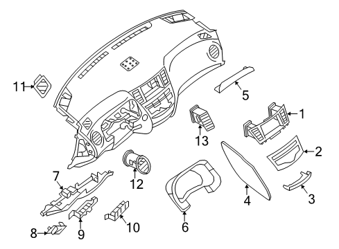 2014 Infiniti QX60 Cluster & Switches, Instrument Panel FINISHER-Instrument, A Diagram for 68411-3JA0A