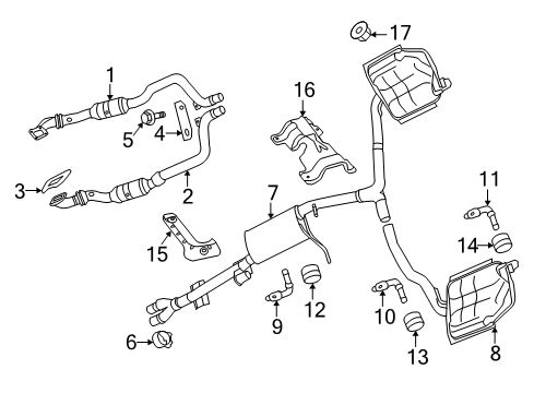 2020 Dodge Charger Exhaust Components Muffler Resonator And Pipe Diagram for 68227346AF