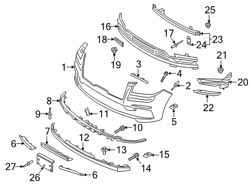 2020 Lincoln Navigator Front Bumper Extension Panel Diagram for JL7Z-17B968-AB