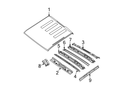 2012 Nissan Frontier Roof & Components Rail-Rear Roof Diagram for 73230-EB030