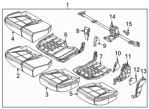 2022 Hyundai Santa Cruz Rear Seat Components PAD ASSY-REAR SEAT CUSHION, RH Diagram for 89250-K5000