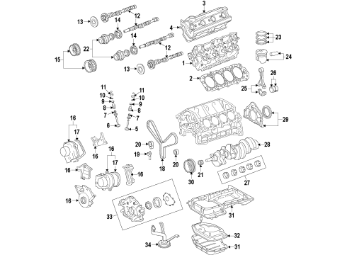 2008 Toyota Sequoia Engine Parts, Mounts, Cylinder Head & Valves, Camshaft & Timing, Variable Valve Timing, Oil Cooler, Oil Pan, Oil Pump, Crankshaft & Bearings, Pistons, Rings & Bearings Valve Cover Gasket Diagram for 11214-0F010