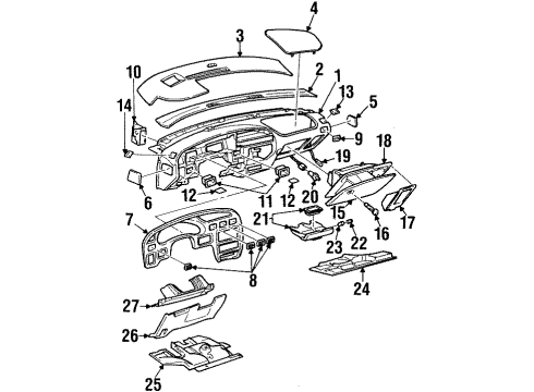 2000 Pontiac Grand Prix Instrument Panel Socket Asm, Instrument Panel Courtesy Lamp Diagram for 12159673