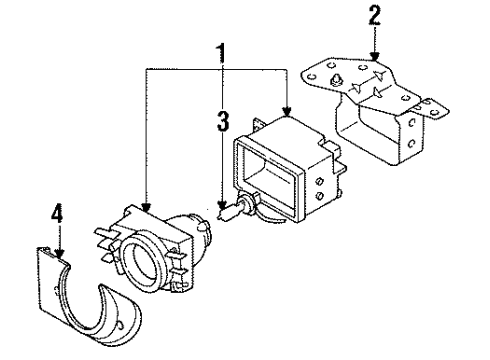 1991 Nissan NX Fog Lamps Lamp Assembly-Fog, RH Diagram for 26154-66Y00