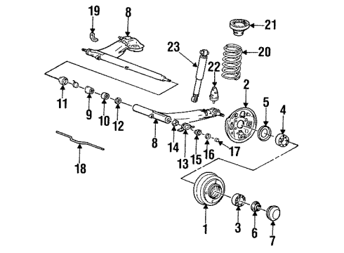 1993 Hyundai Scoupe Rear Suspension Components, Lower Control Arm, Stabilizer Bar Spring Seat, Upper Diagram for 55351-24000