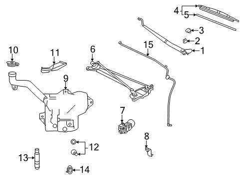 2008 Cadillac XLR Wiper & Washer Components Wiper Asm, Windshield- LH (Refill) Diagram for 88987071