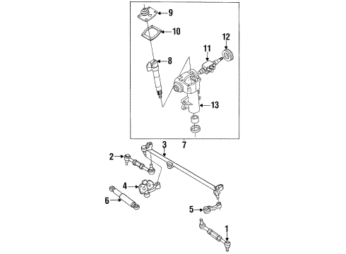 1988 Nissan Pathfinder P/S Pump & Hoses, Steering Gear & Linkage Socket Assembly-Side Rod Outer Diagram for 48520-31G25
