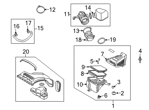 2008 Kia Amanti Powertrain Control Air Cleaner Assembly Diagram for 281103F910