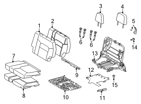 2010 Toyota Land Cruiser Rear Seat Components Seat Cushion Pad Diagram for 79345-60100