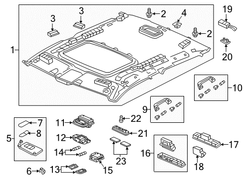 2022 Honda Ridgeline Interior Trim - Roof Holder (Deep Black) Diagram for 88217-TK8-A01ZS