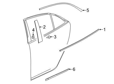 2015 Chevrolet Malibu Exterior Trim - Rear Door Reveal Molding Diagram for 23176657