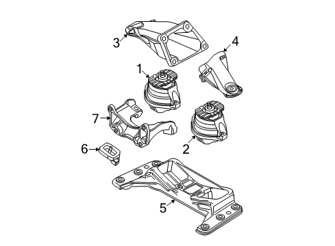 2008 BMW M5 Engine & Trans Mounting Engine Mount Bracket Left Diagram for 22112282627