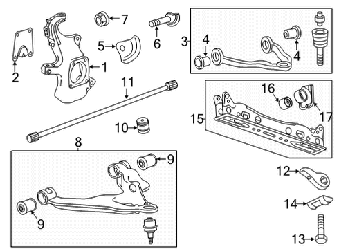 2020 GMC Sierra 2500 HD Front Suspension Components, Lower Control Arm, Upper Control Arm, Stabilizer Bar Adjust Bolt Diagram for 11549101