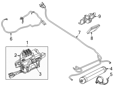 2012 Jeep Grand Cherokee Ride Control Bracket-Air Suspension Reservoir Diagram for 52124927AD