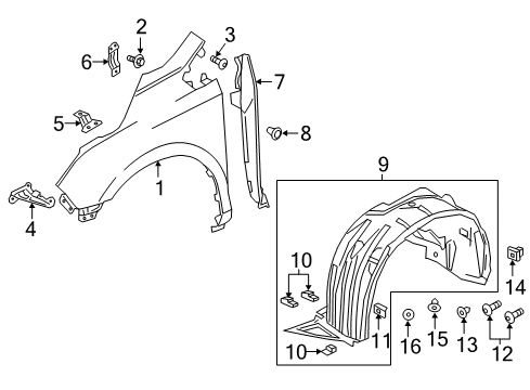 2019 Honda Odyssey Fender & Components NUT, SPRING (5MM) Diagram for 90101-S2X-003