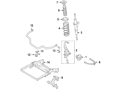 2008 Infiniti M45 Front Suspension Components, Lower Control Arm, Upper Control Arm, Stabilizer Bar Member Complete-Front Suspension Diagram for 54401-EJ70A