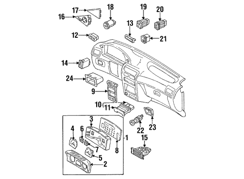 1995 Kia Sephia Cluster & Switches, Instrument Panel Heater Control Assembly Diagram for 0K24561190B