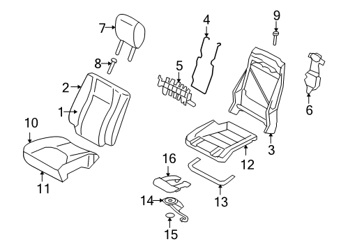 2007 Lincoln Navigator Front Seat Components Seat Back Pad Diagram for 7L7Z-7864810-A