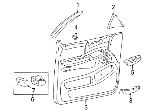 2002 Ford F-150 Interior Trim - Front Door Trim Molding Diagram for YL3Z-1820942-AAA