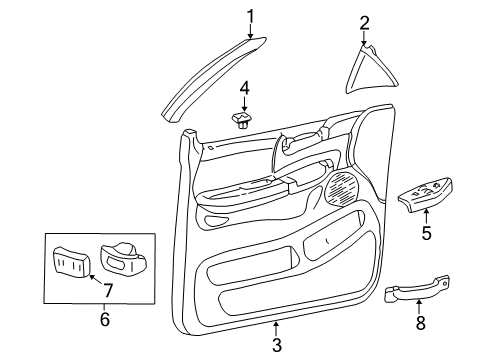 1999 Ford F-250 Interior Trim - Front Door Door Trim Panel Diagram for 2L3Z-1523943-BAC