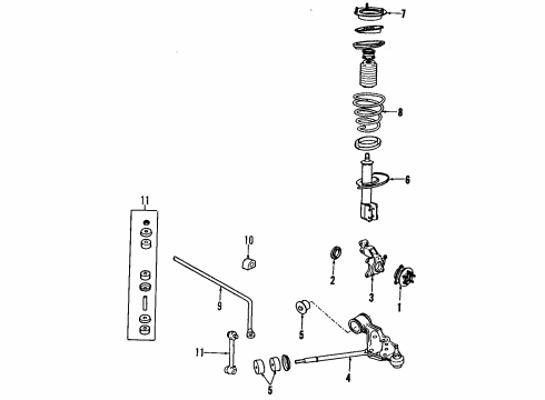 1989 Cadillac Eldorado Front Suspension Components, Lower Control Arm, Stabilizer Bar HUB ASM Diagram for 7466961