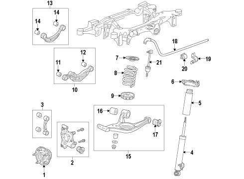 2010 Buick LaCrosse Rear Suspension Components, Lower Control Arm, Upper Control Arm, Stabilizer Bar Bearing Diagram for 39112227