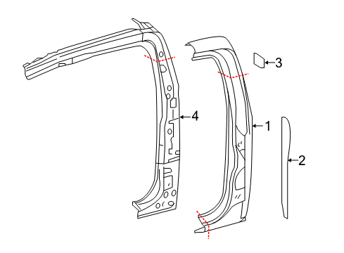 2022 Toyota Tacoma Side Panel & Components Lock Pillar Diagram for 61502-04909