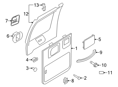 2011 Ford E-350 Super Duty Rear Door Pull Handle Diagram for F2UZ-1544094-AC