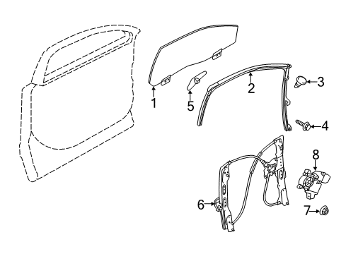 2010 Lincoln MKT Front Door Run Channel Cap Diagram for AE9Z-74215A04-B
