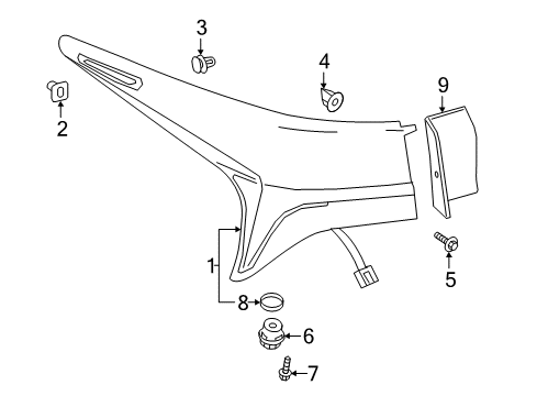 2018 Lexus LS500 Tail Lamps Cover, Rear Combination Diagram for 81497-50040