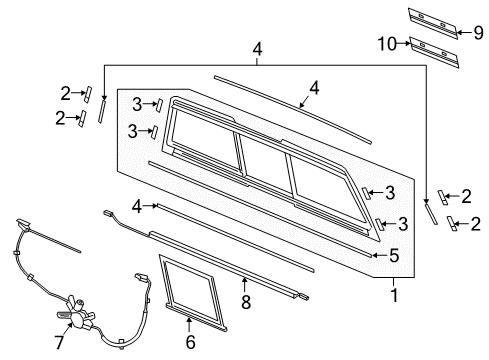 2018 Honda Ridgeline Rear Body & Floor - Glass & Hardware Garnish (Lower) Diagram for 73241-T6Z-A11