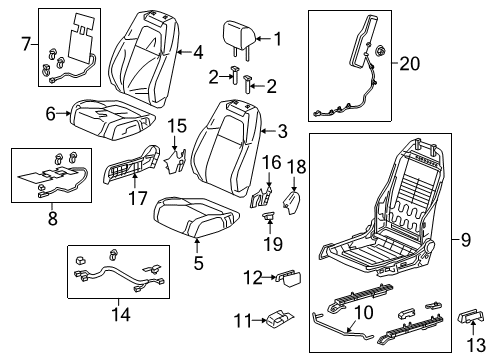 2018 Honda CR-V Passenger Seat Components Cover, R. Reclining (Outer) *NH900L* (DEEP BLACK) Diagram for 81238-TLA-A01ZA