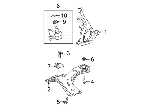 2022 Lexus NX350 Front Suspension Components Lower Ball Joint Diagram for 43330-49235