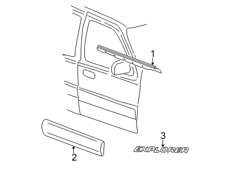 2004 Ford Explorer Sport Trac Exterior Trim - Front Door Body Side Molding Diagram for 3L2Z-3520878-BAPTM