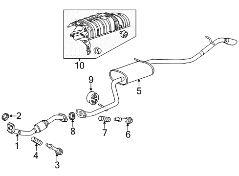 2014 Scion iQ Exhaust Components Muffler & Pipe Diagram for 17430-47130