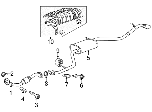 2014 Scion iQ Exhaust Components Heat Shield Diagram for 58043-74011