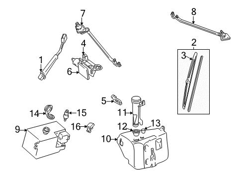 1997 GMC K3500 Wiper & Washer Components Container Diagram for 22143999