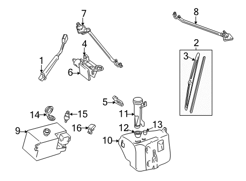 1997 GMC K3500 Wiper & Washer Components Wiper Arm Diagram for 15043064