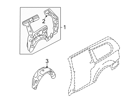 2007 Kia Sedona Inner Structure - Side Panel Guard Assembly-Rear Wheel Diagram for 868224D201