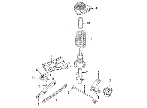 1999 Mercury Mystique Rear Suspension Components, Lower Control Arm, Stabilizer Bar Strut Diagram for F8RZ-18125-AA