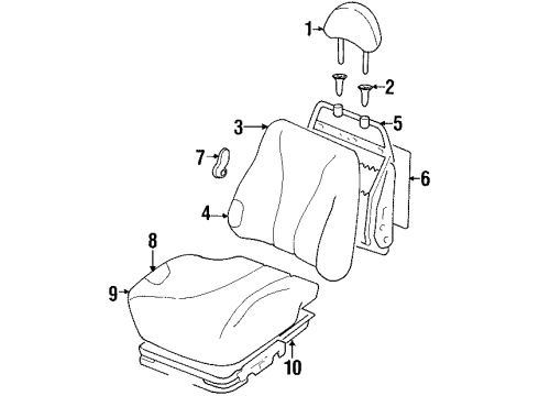 2001 Hyundai Tiburon Front Seat Components Pad Assembly-Front Seat Cushion, LH Diagram for 88150-27210