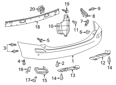 2015 Toyota RAV4 Rear Bumper Upper Retainer Diagram for 52562-0R030