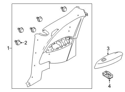 2012 Nissan Murano Quarter Window Rear Seat Armrest Assembly, Right Diagram for 76940-1GR0A
